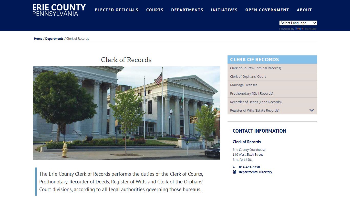 Clerk of Records - Erie County, PA